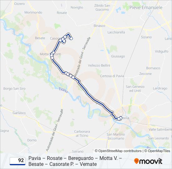 92 bus Line Map