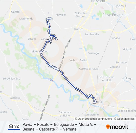 92 bus Line Map