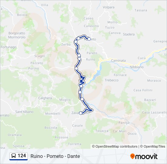 Percorso linea bus 124