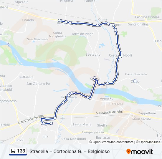 Percorso linea bus 133