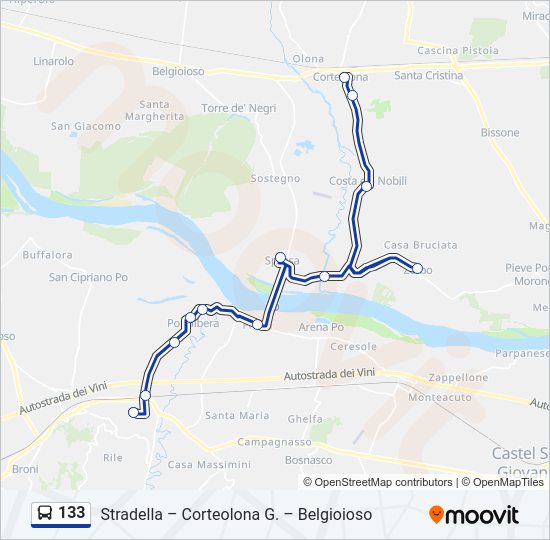 Percorso linea bus 133