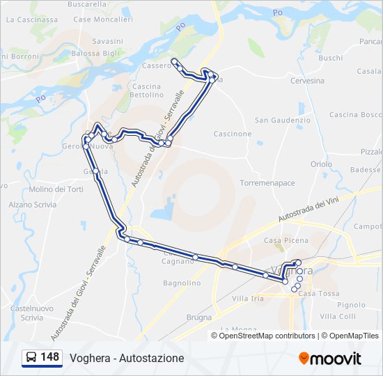 Percorso linea bus 148