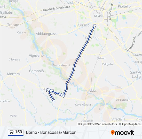 Percorso linea bus 153