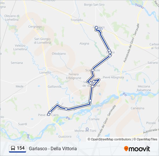 154 bus Line Map