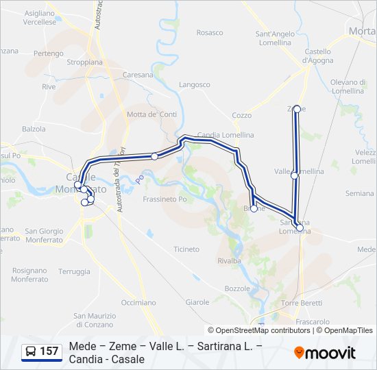 Percorso linea bus 157