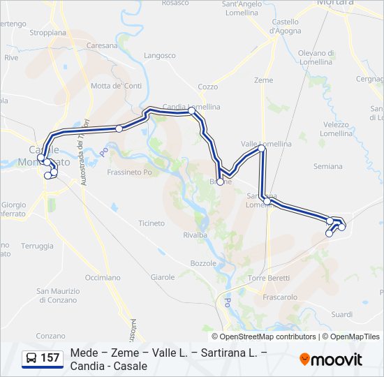 Percorso linea bus 157