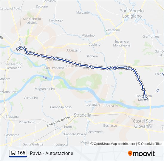 Percorso linea bus 165