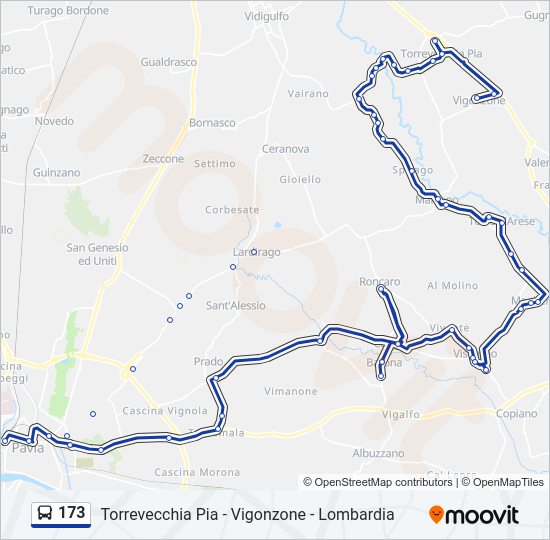 Percorso linea bus 173