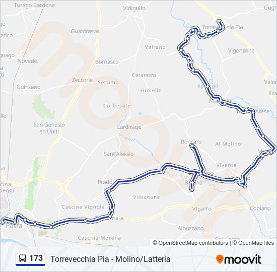 173 bus Line Map