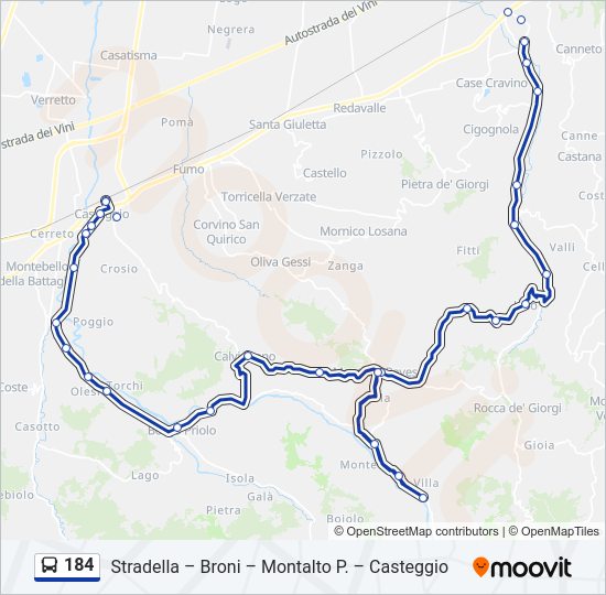 Percorso linea bus 184