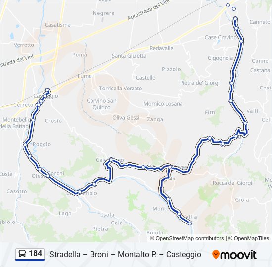 184 bus Line Map