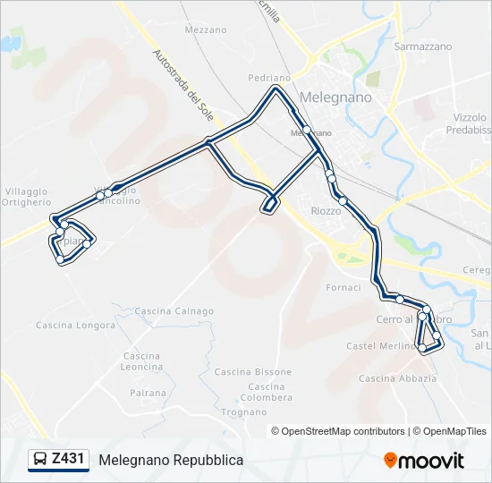 Z431 Bus Line Map