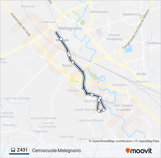 Percorso linea bus Z431