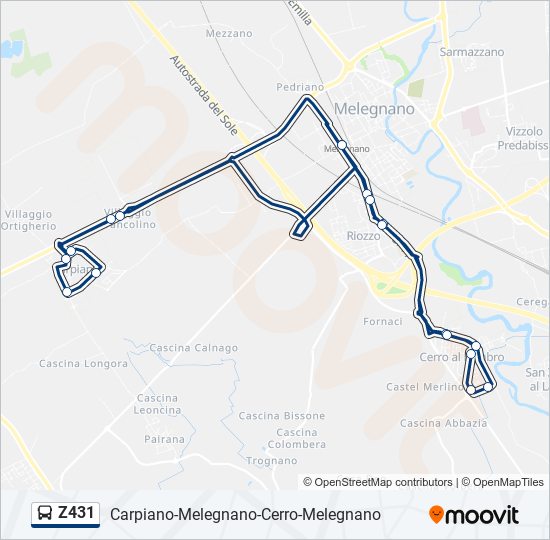 Z431 bus Line Map