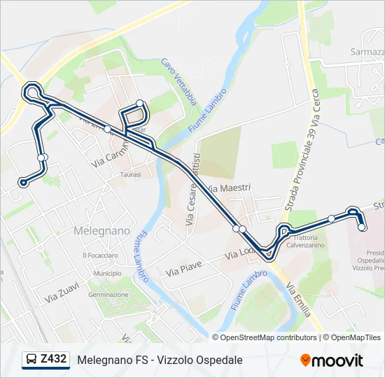 Z432 Bus Line Map