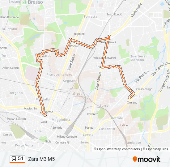 51 Bus Line Map