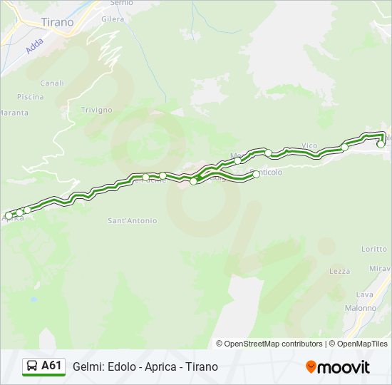 A61 bus Line Map