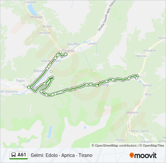 A61 bus Line Map