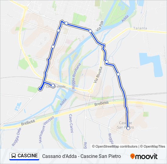 Percorso linea bus CASCINE
