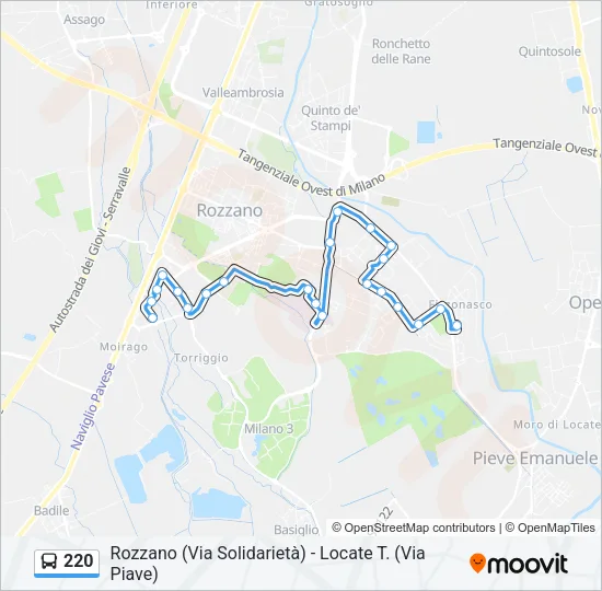 220 Bus Line Map