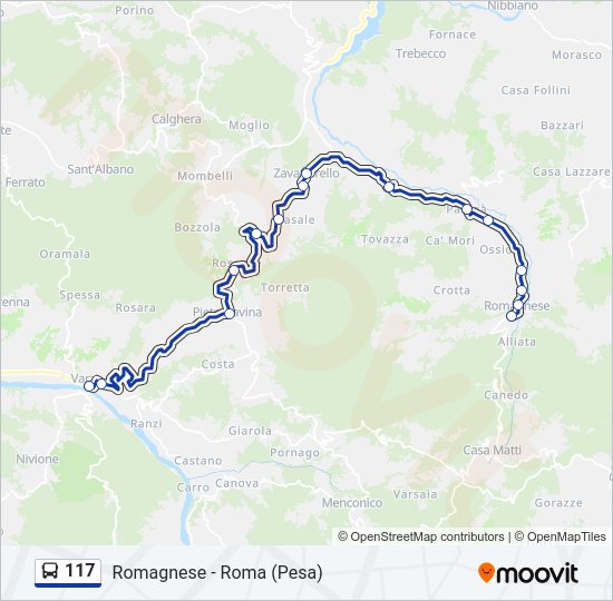 Percorso linea bus 117