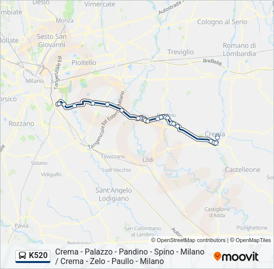 K520 Bus Line Map