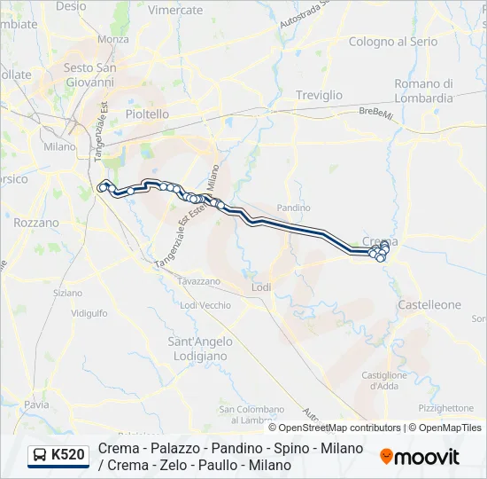 K520 Bus Line Map