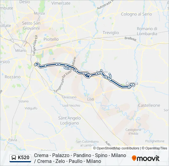 K520 Bus Line Map