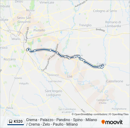 K520 Bus Line Map