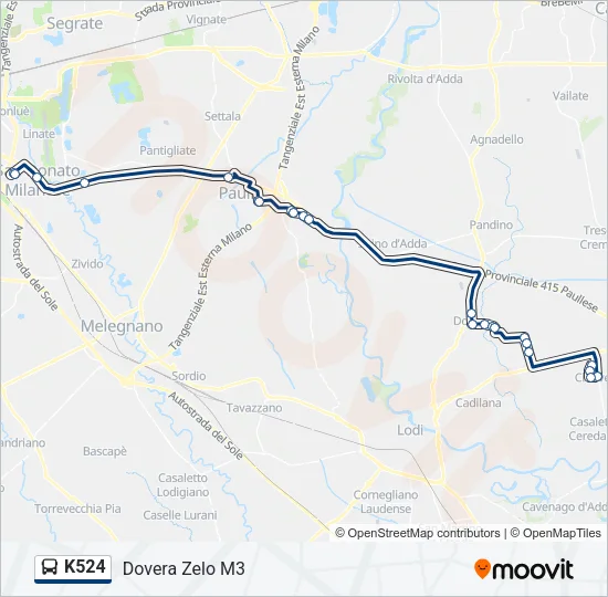 Percorso linea bus K524