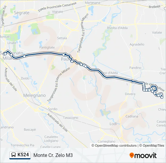 Percorso linea bus K524
