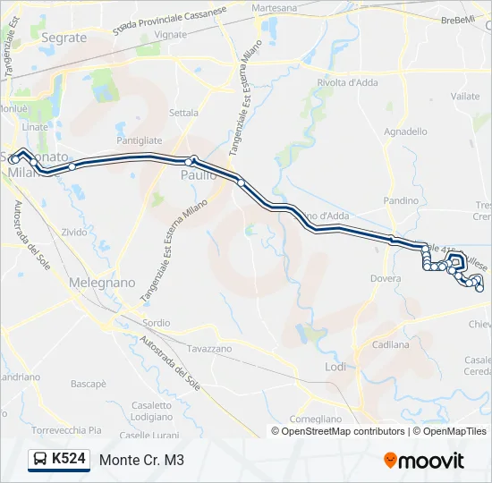 K524 Bus Line Map