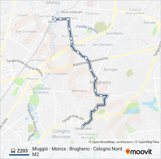 Z203 Bus Line Map