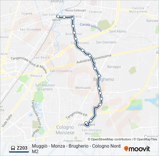 Z203 Bus Line Map