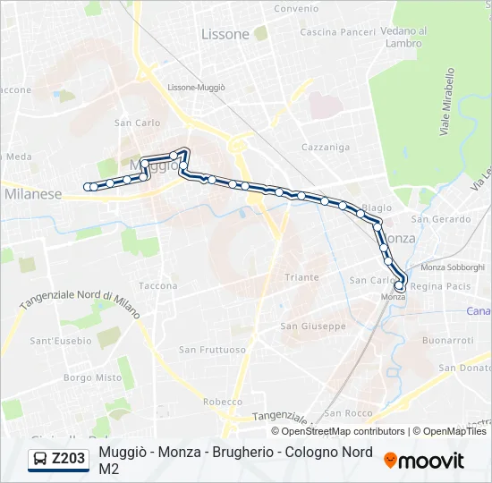 Z203 Bus Line Map