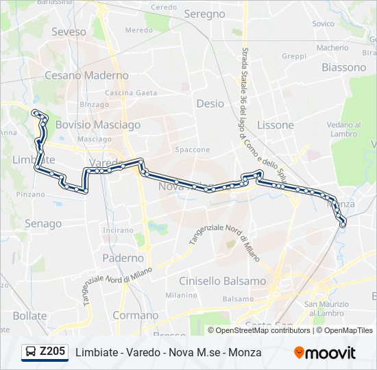 Z205 bus Line Map