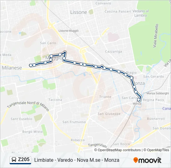 Z205 Bus Line Map