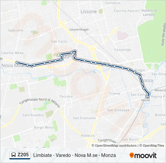Z205 Bus Line Map