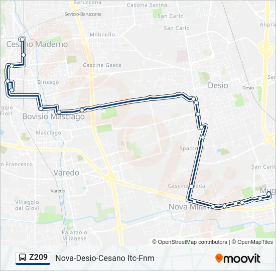 Z209 Bus Line Map
