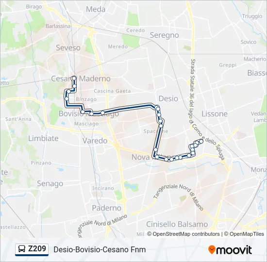 Z209 Bus Line Map