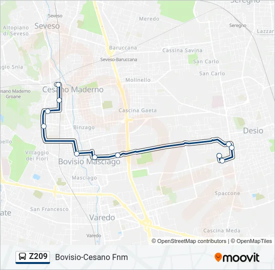 Z209 Bus Line Map