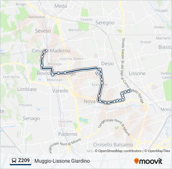 Z209 Bus Line Map