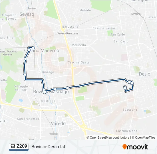 Z209 Bus Line Map