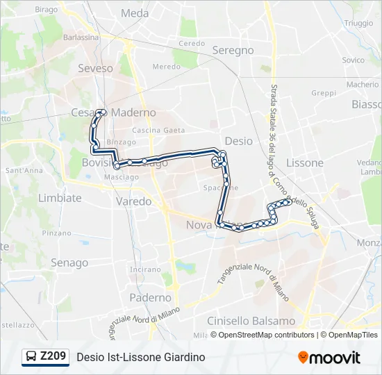 Z209 Bus Line Map