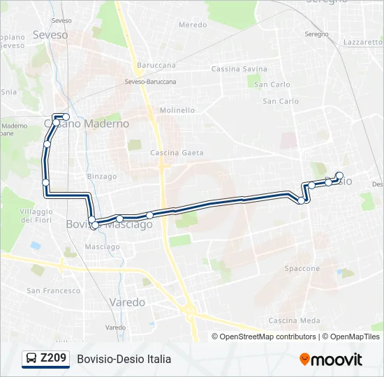 Z209 Bus Line Map