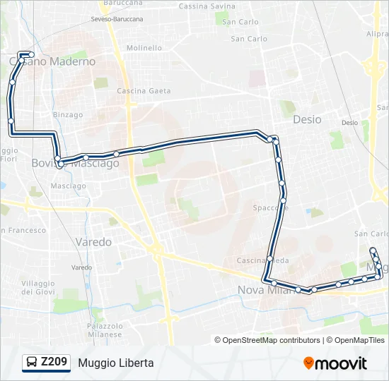 Z209 Bus Line Map