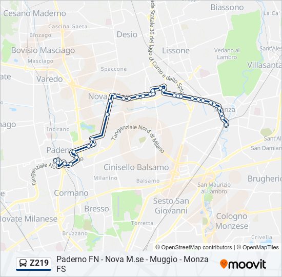 Z219 bus Line Map