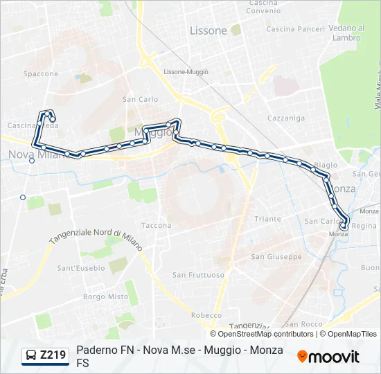 Z219 Bus Line Map