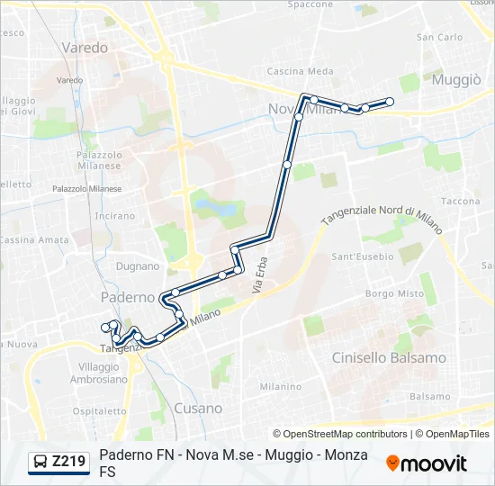 Z219 Bus Line Map