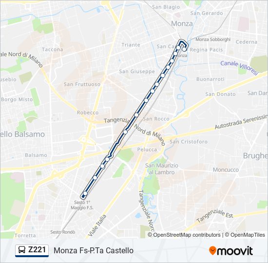 Z221 bus Line Map